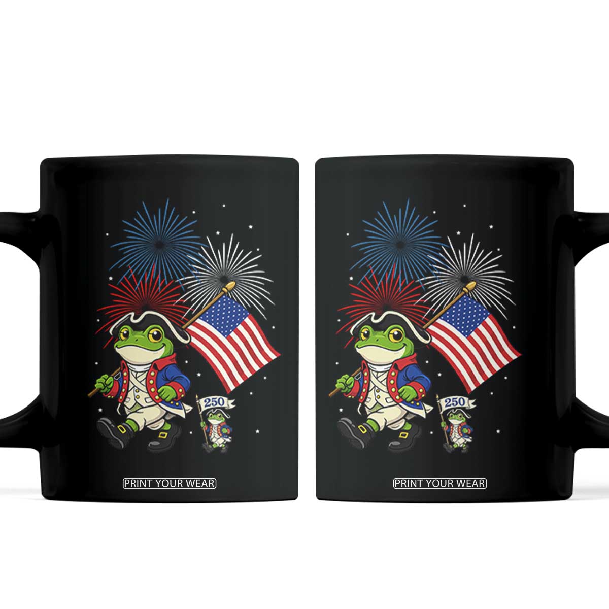 Funny Patriotic Frog Coffee Mug Celebrating 250 Years Of Freedom TS12 Black Print Your Wear