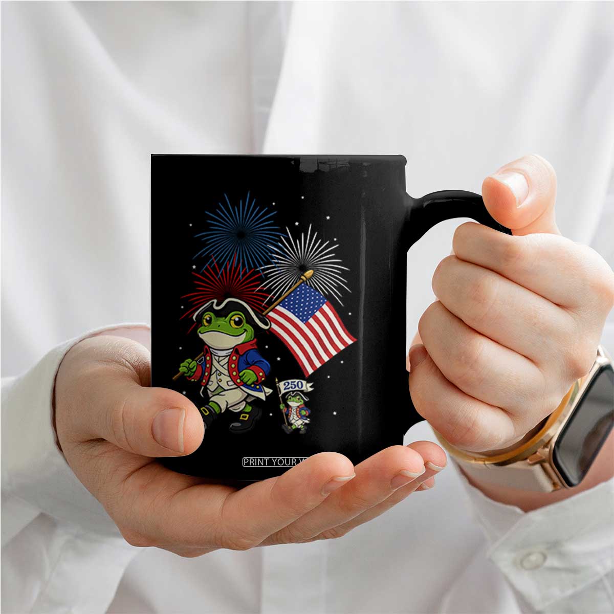 Funny Patriotic Frog Coffee Mug Celebrating 250 Years Of Freedom TS12 Print Your Wear