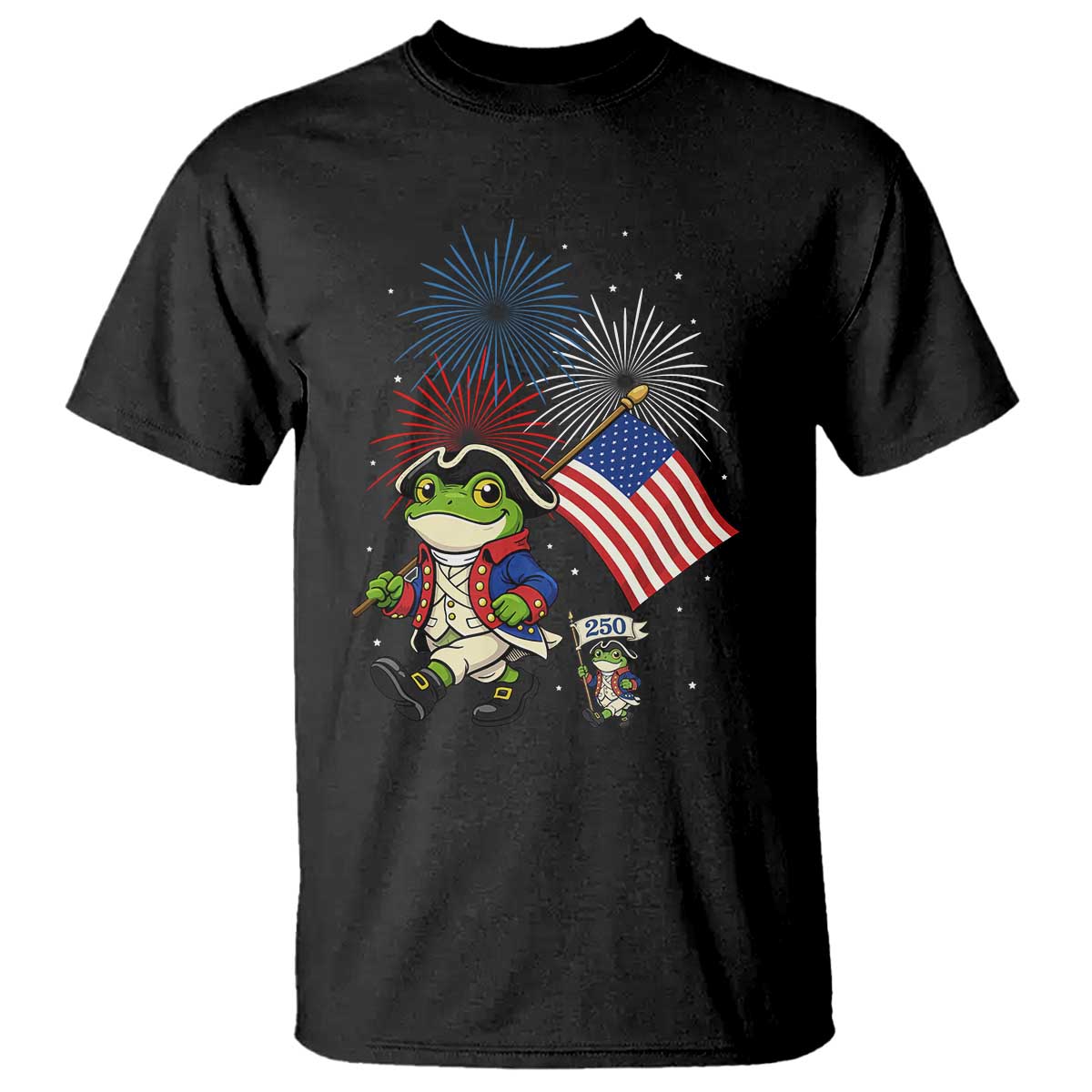 Funny Patriotic Frog T Shirt Celebrating 250 Years Of Freedom TS12 Black Print Your Wear