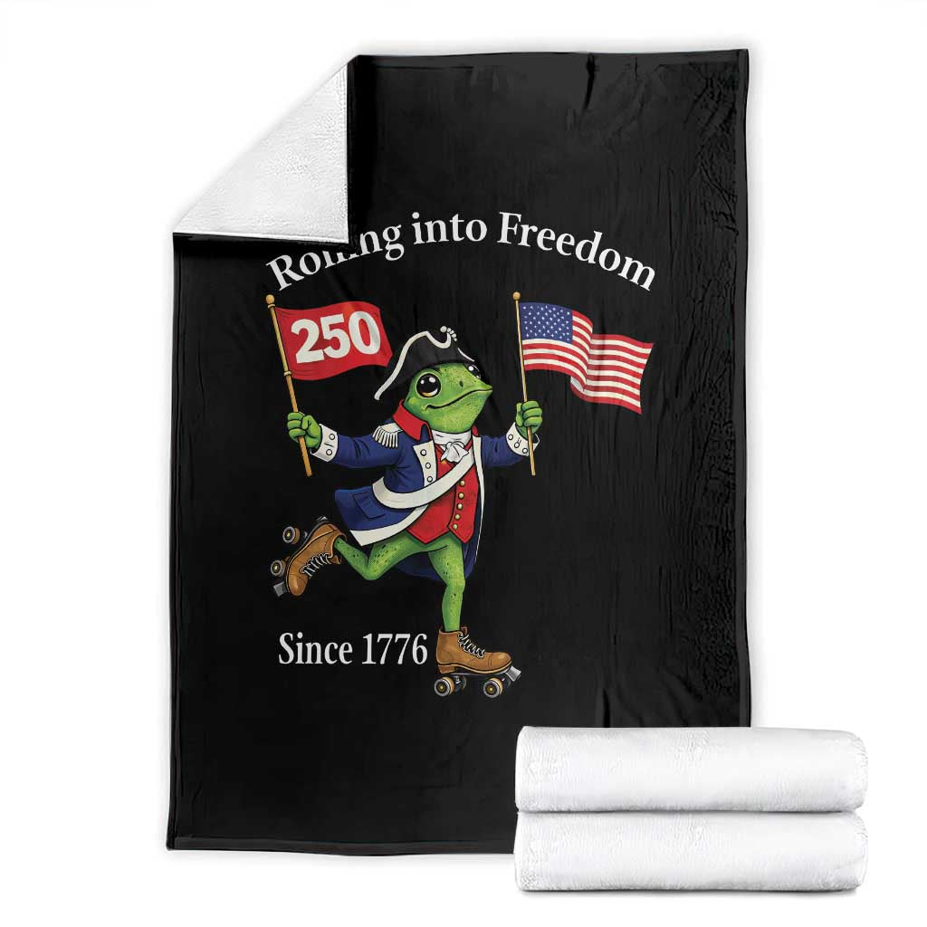 Funny Patriotic Frog Throw Blanket Rolling Into 250 Years Of Liberty TS12 Black Print Your Wear