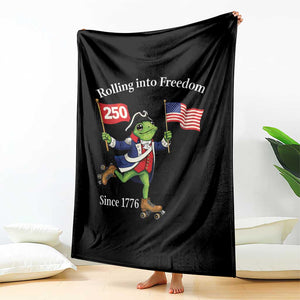 Funny Patriotic Frog Throw Blanket Rolling Into 250 Years Of Liberty TS12 Print Your Wear