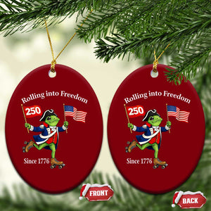 Funny Patriotic Frog Ceramic Ornament Rolling Into 250 Years Of Liberty TS12 Print Your Wear