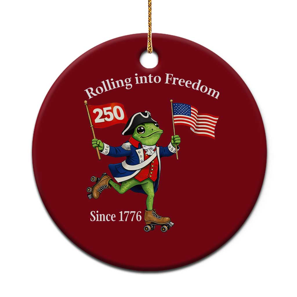 Funny Patriotic Frog Ceramic Ornament Rolling Into 250 Years Of Liberty TS12 1pc Red Print Your Wear