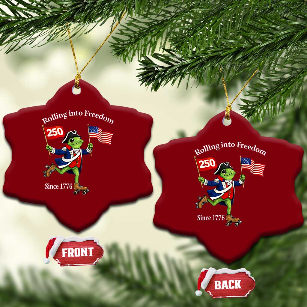 Funny Patriotic Frog Ceramic Ornament Rolling Into 250 Years Of Liberty TS12 Print Your Wear