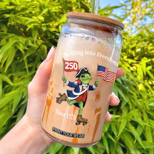 Funny Patriotic Frog Glass Can Rolling Into 250 Years Of Liberty TS12 Black Print Your Wear