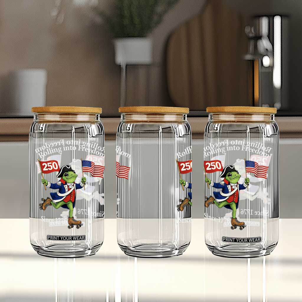 Funny Patriotic Frog Glass Can Rolling Into 250 Years Of Liberty TS12 Print Your Wear