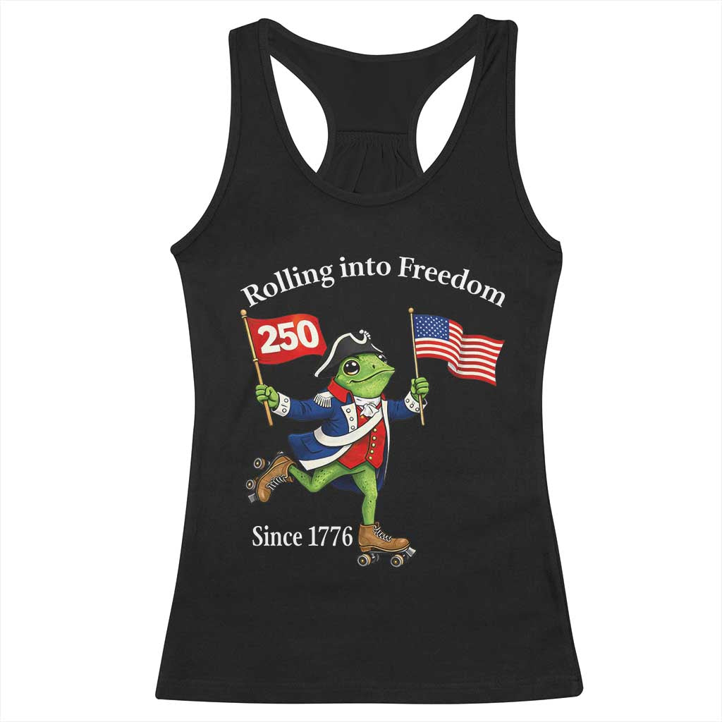 Funny Patriotic Frog Racerback Tank Top Rolling Into 250 Years Of Liberty TS12 Black Print Your Wear