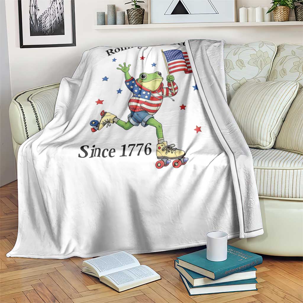 Funny Patriotic Frog Throw Blanket Rolling Into Freedom Since 1776 TS12 Print Your Wear