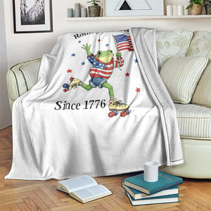 Funny Patriotic Frog Throw Blanket Rolling Into Freedom Since 1776 TS12 Print Your Wear