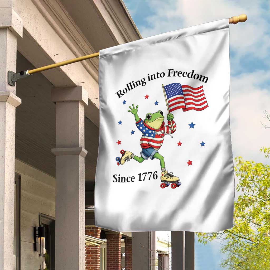 Funny Patriotic Frog Garden Flag Rolling Into Freedom Since 1776 TS12 Print Your Wear