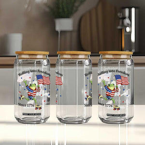Funny Patriotic Frog Glass Can Rolling Into Freedom Since 1776 TS12 Print Your Wear