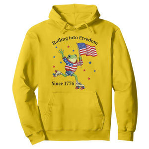 Funny Patriotic Frog Hoodie Rolling Into Freedom Since 1776 TS12 Daisy Print Your Wear