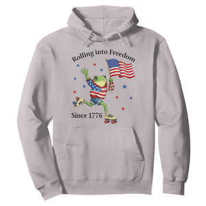 Funny Patriotic Frog Hoodie Rolling Into Freedom Since 1776 TS12 Ice Gray Print Your Wear