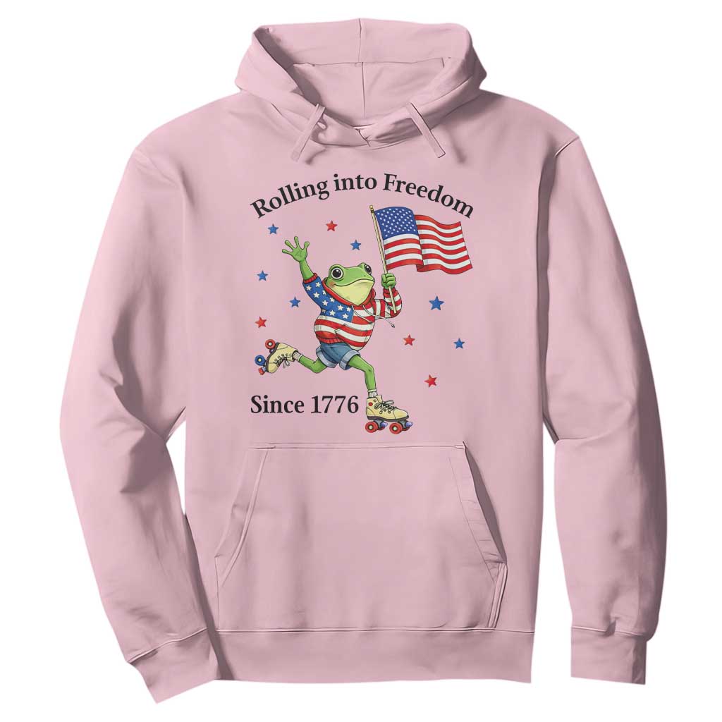 Funny Patriotic Frog Hoodie Rolling Into Freedom Since 1776 TS12 Light Pink Print Your Wear