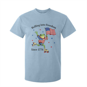 Funny Patriotic Frog T Shirt For Kid Rolling Into Freedom Since 1776 TS12 Light Blue Print Your Wear