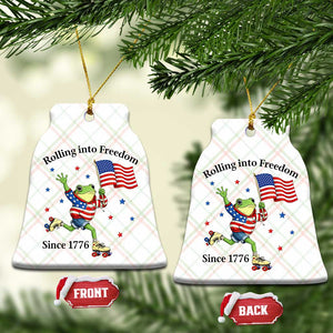 Funny Patriotic Frog Ceramic Ornament Rolling Into Freedom Since 1776 TS12 Print Your Wear