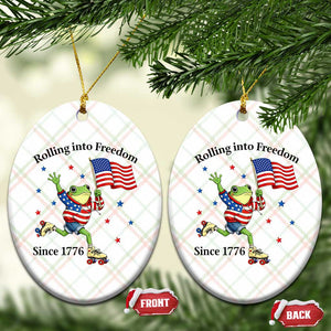 Funny Patriotic Frog Ceramic Ornament Rolling Into Freedom Since 1776 TS12 Print Your Wear