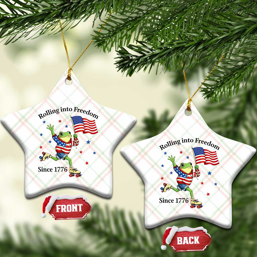 Funny Patriotic Frog Ceramic Ornament Rolling Into Freedom Since 1776 TS12 Print Your Wear