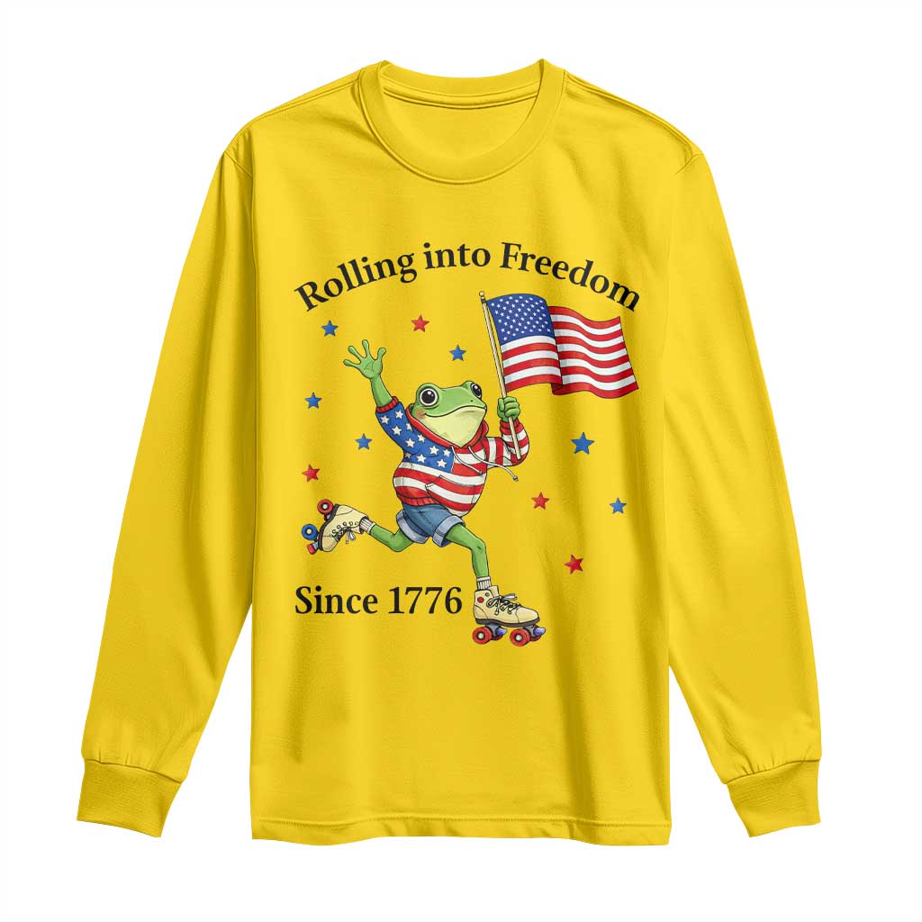 Funny Patriotic Frog Long Sleeve Shirt Rolling Into Freedom Since 1776 TS12 Daisy Print Your Wear