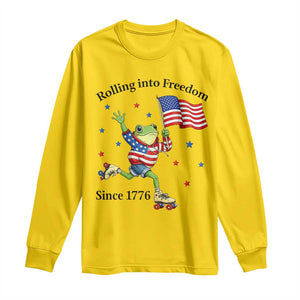 Funny Patriotic Frog Long Sleeve Shirt Rolling Into Freedom Since 1776 TS12 Daisy Print Your Wear