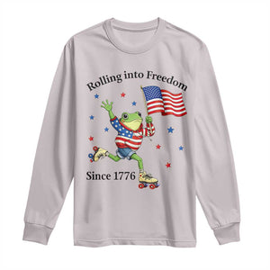 Funny Patriotic Frog Long Sleeve Shirt Rolling Into Freedom Since 1776 TS12 Ice Gray Print Your Wear