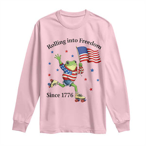 Funny Patriotic Frog Long Sleeve Shirt Rolling Into Freedom Since 1776 TS12 Light Pink Print Your Wear