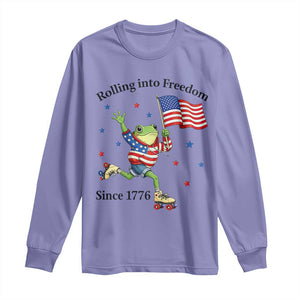 Funny Patriotic Frog Long Sleeve Shirt Rolling Into Freedom Since 1776 TS12 Violet Print Your Wear