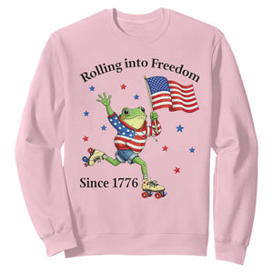 Funny Patriotic Frog Sweatshirt Rolling Into Freedom Since 1776 TS12 Light Pink Print Your Wear