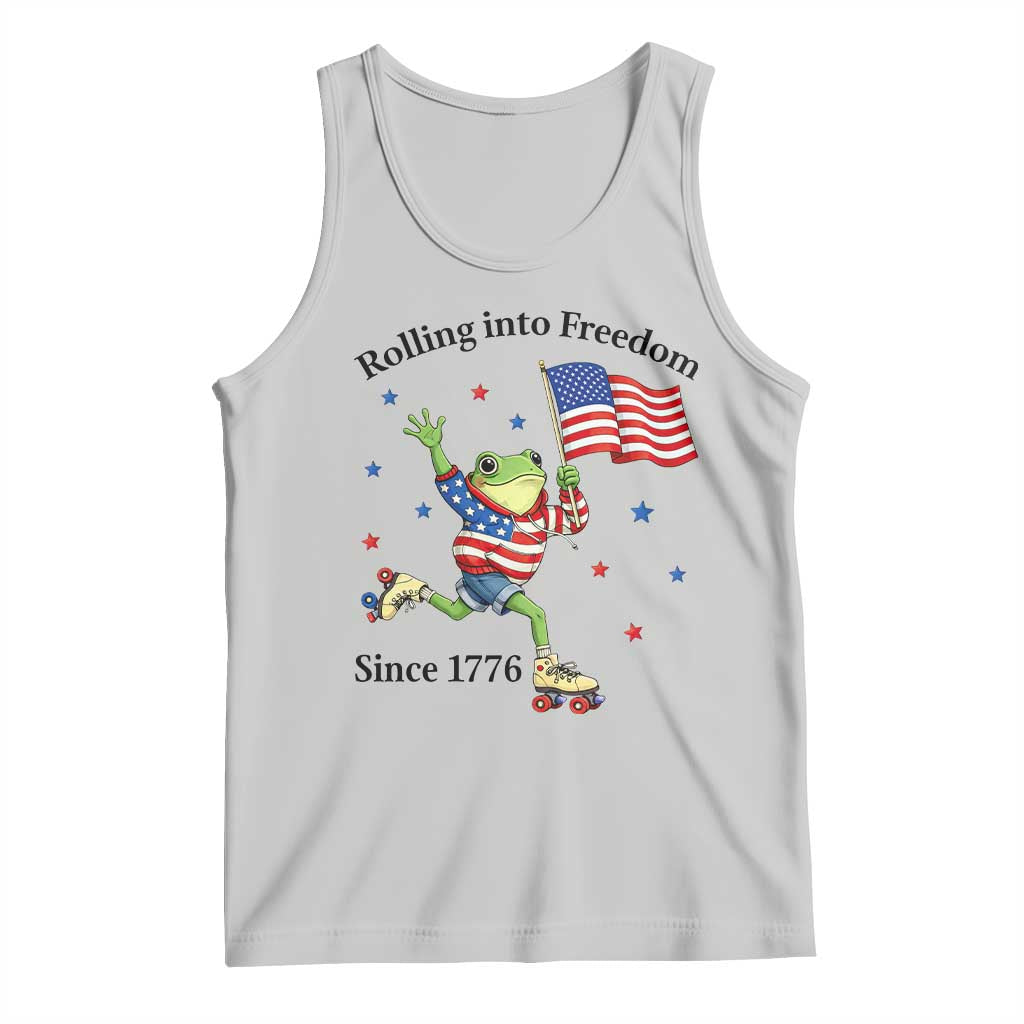 Funny Patriotic Frog Tank Top Rolling Into Freedom Since 1776 TS12 Ash Print Your Wear