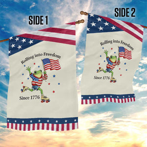 Funny Patriotic Frog Garden Flag Rolling Into Freedom Since 1776 TS12 Print Your Wear