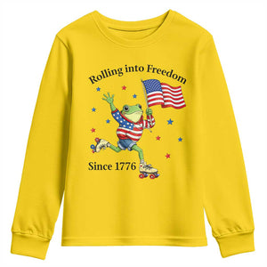 Funny Patriotic Frog Youth Sweatshirt Rolling Into Freedom Since 1776 TS12 Daisy Print Your Wear