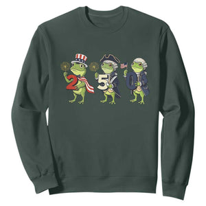Proud American Frog Sweatshirt Celebrating 250 Years Of Freedom TS12 Dark Forest Green Print Your Wear