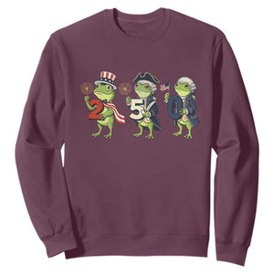 Proud American Frog Sweatshirt Celebrating 250 Years Of Freedom TS12 Maroon Print Your Wear