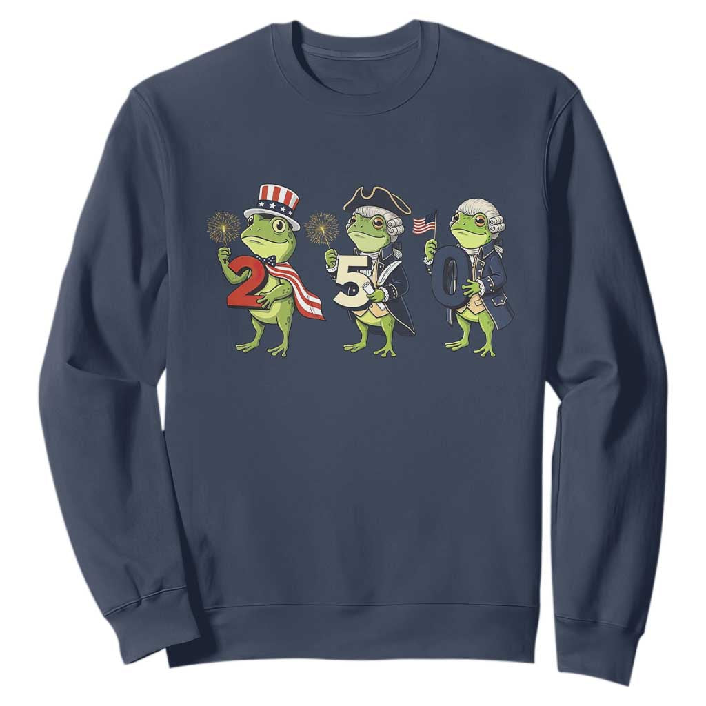 Proud American Frog Sweatshirt Celebrating 250 Years Of Freedom TS12 Navy Print Your Wear