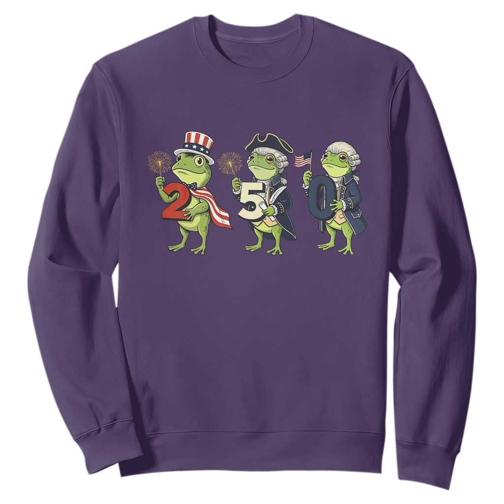 Proud American Frog Sweatshirt Celebrating 250 Years Of Freedom TS12 Purple Print Your Wear