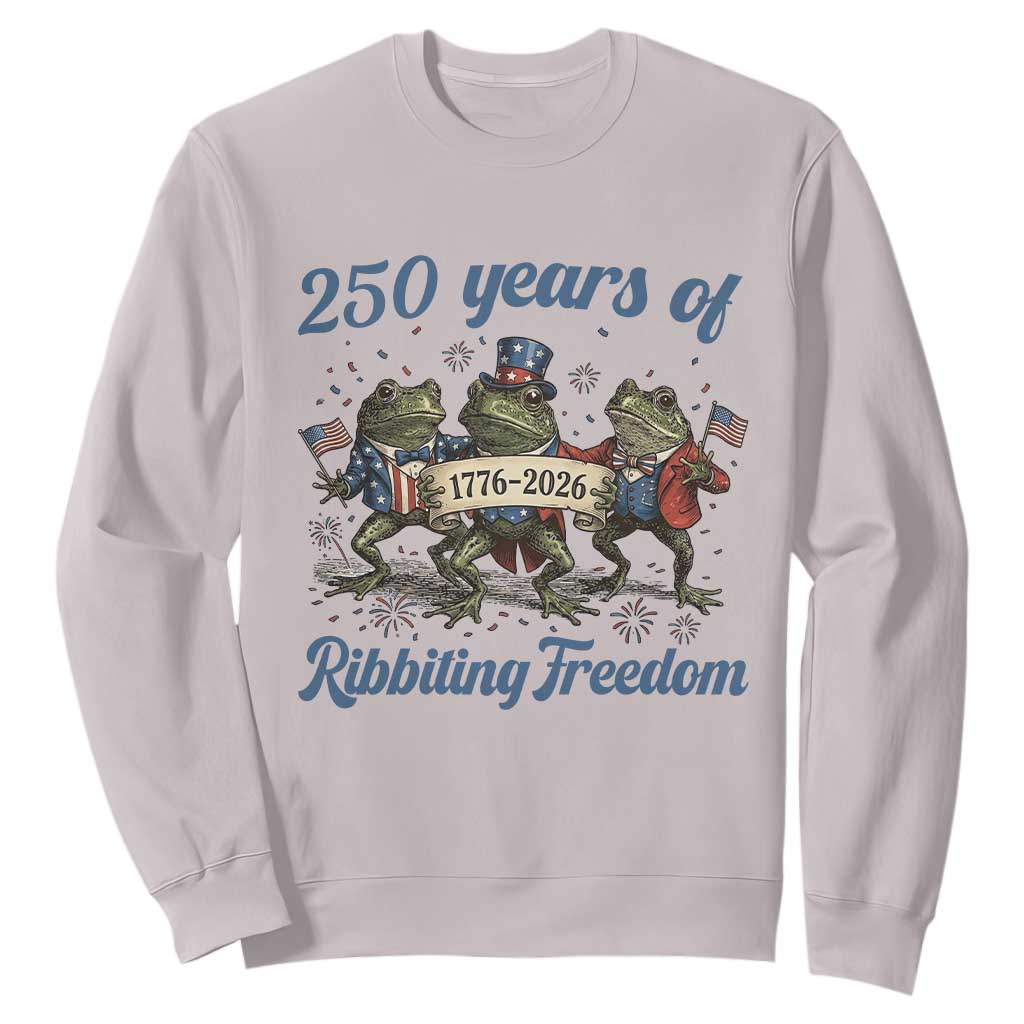 Funny Frog 250 Years Of Ribbiting Freedom Sweatshirt TS12 Ice Gray Print Your Wear