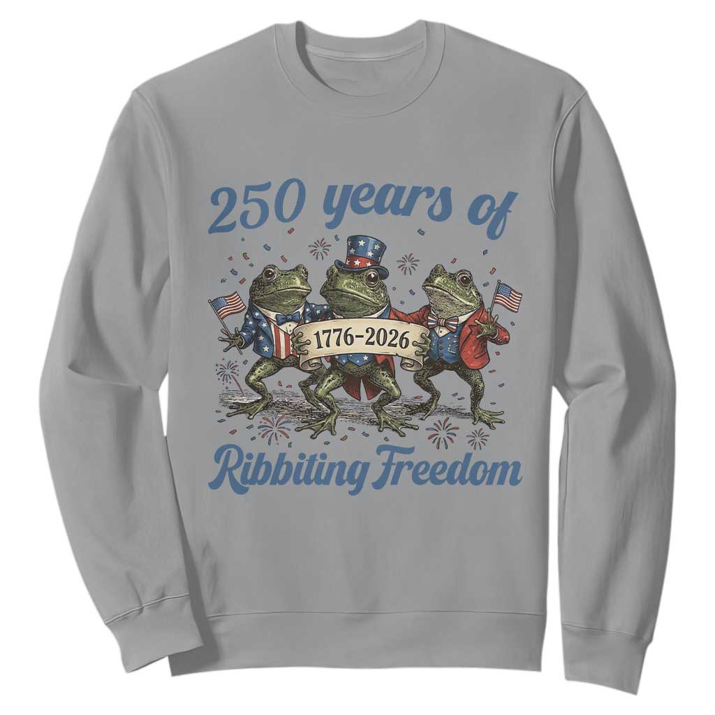 Funny Frog 250 Years Of Ribbiting Freedom Sweatshirt TS12 Sport Gray Print Your Wear