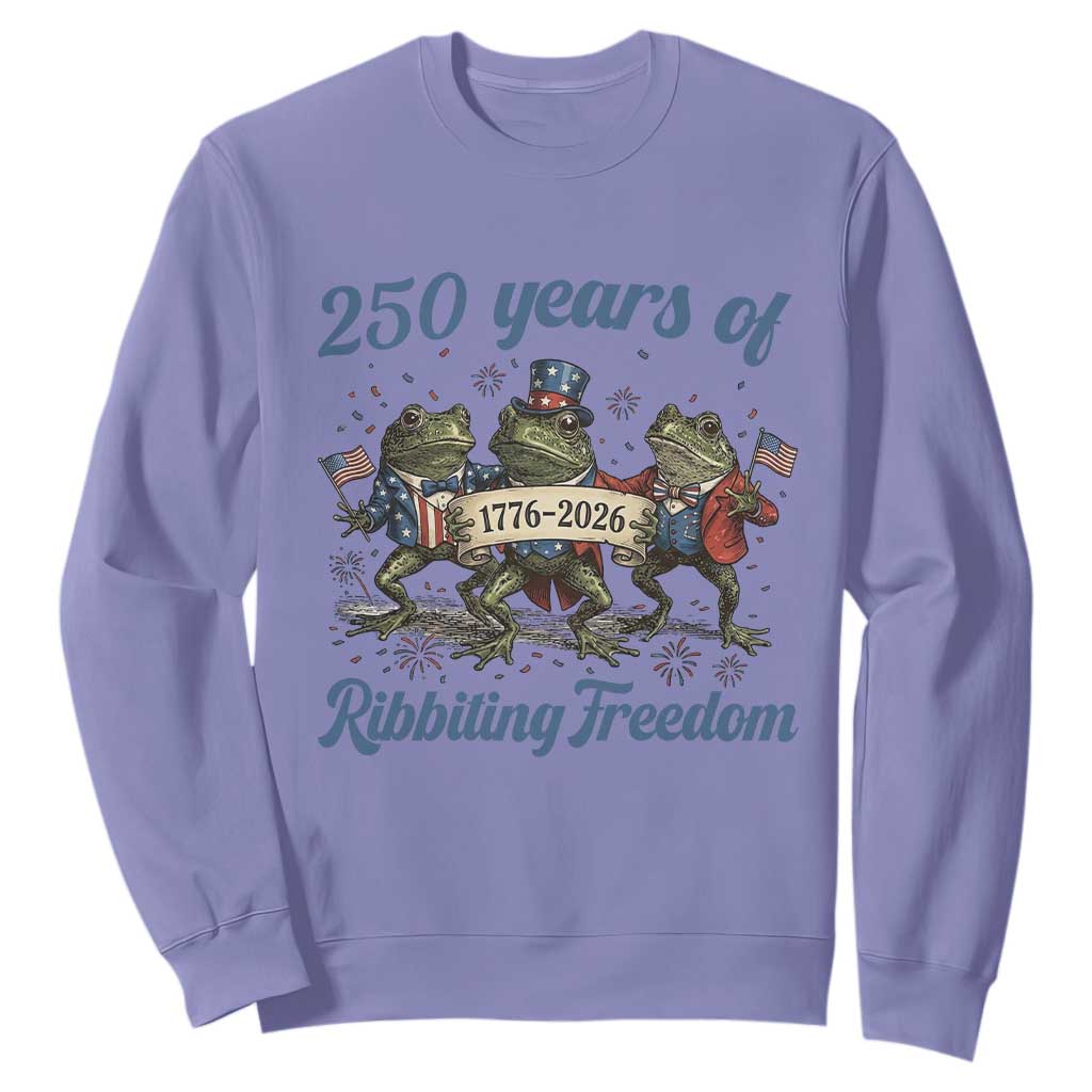Funny Frog 250 Years Of Ribbiting Freedom Sweatshirt TS12 Violet Print Your Wear
