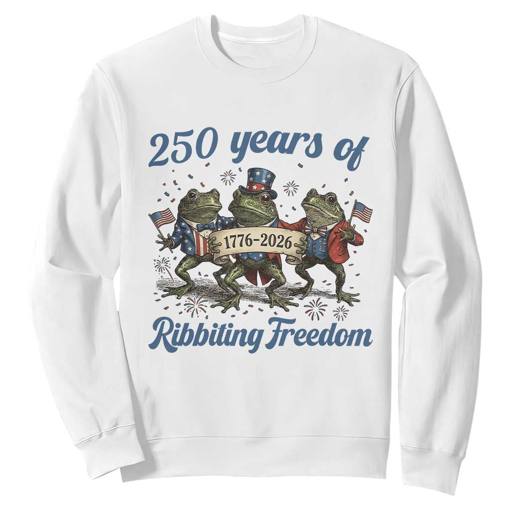 Funny Frog 250 Years Of Ribbiting Freedom Sweatshirt TS12 White Print Your Wear