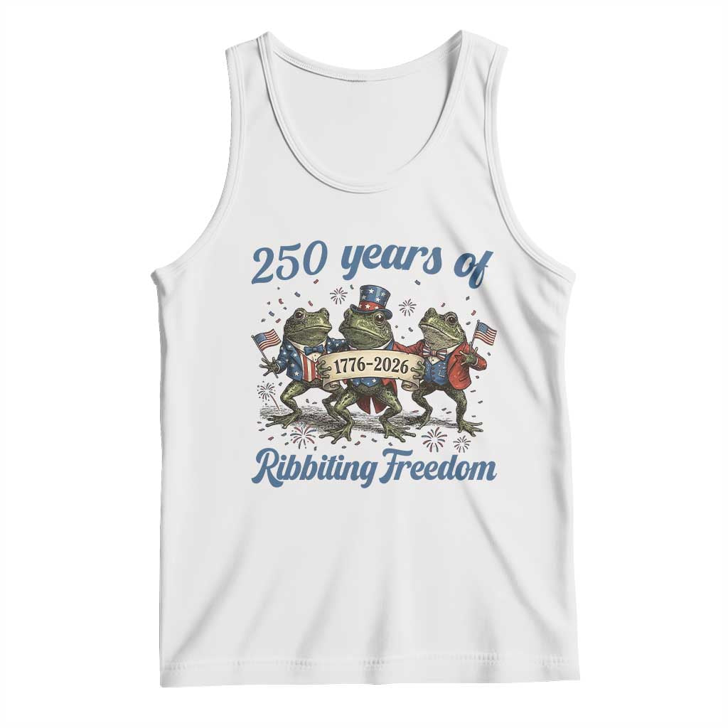 Funny Frog 250 Years Of Ribbiting Freedom Tank Top TS12 White Print Your Wear