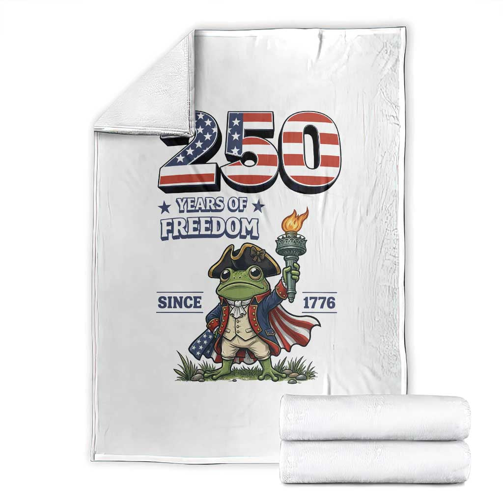 Patriotic Frog Raising The Torch Throw Blanket 250 Years Of Freedom TS12 White Print Your Wear