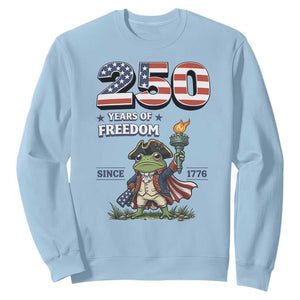 Patriotic Frog Raising The Torch Sweatshirt 250 Years Of Freedom TS12 Light Blue Print Your Wear
