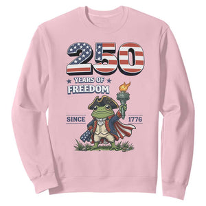 Patriotic Frog Raising The Torch Sweatshirt 250 Years Of Freedom TS12 Light Pink Print Your Wear