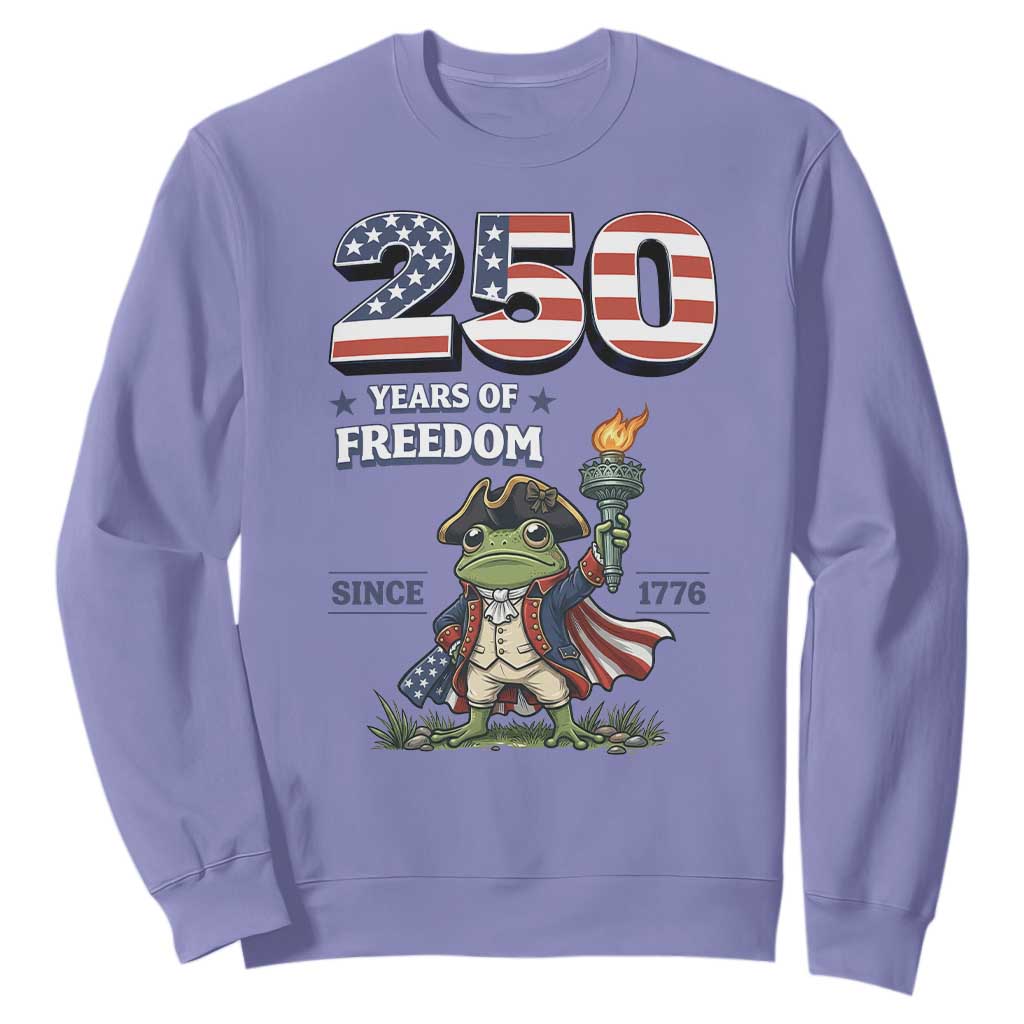 Patriotic Frog Raising The Torch Sweatshirt 250 Years Of Freedom TS12 Violet Print Your Wear