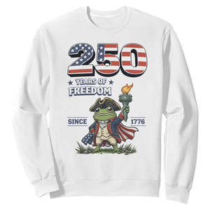 Patriotic Frog Raising The Torch Sweatshirt 250 Years Of Freedom TS12 White Print Your Wear