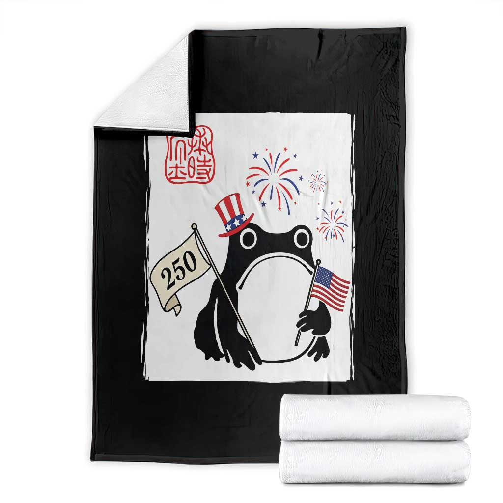 Funny Patriotic Grumpy Frog 250th Anniversary USA Throw Blanket TS12 Black Print Your Wear