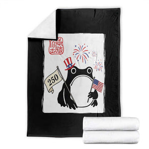 Funny Patriotic Grumpy Frog 250th Anniversary USA Throw Blanket TS12 Black Print Your Wear