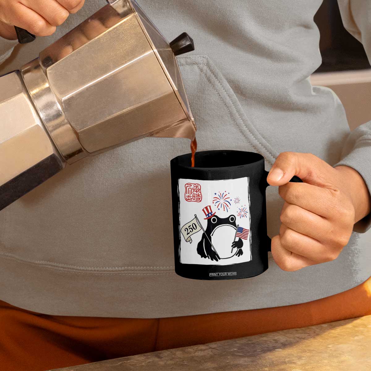 Funny Patriotic Grumpy Frog 250th Anniversary USA Coffee Mug TS12 Print Your Wear