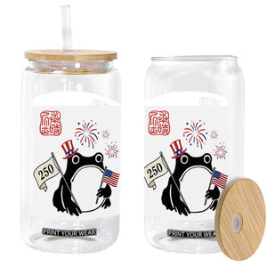 Funny Patriotic Grumpy Frog 250th Anniversary USA Glass Can TS12 Print Your Wear