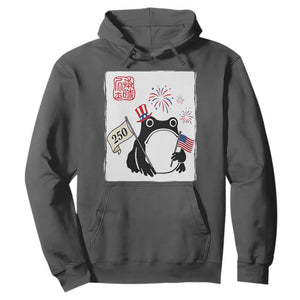 Funny Patriotic Grumpy Frog 250th Anniversary USA Hoodie TS12 Dark Heather Print Your Wear